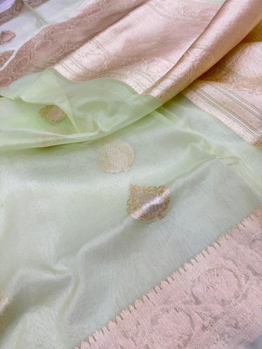 Pure Banarasi Kora Silk Kadhwa Buta Saree