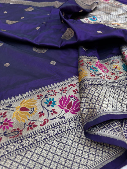 Pure Banarasi Katan Silk Kadiyal Border Saree