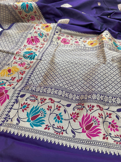 Pure Banarasi Katan Silk Kadiyal Border Saree