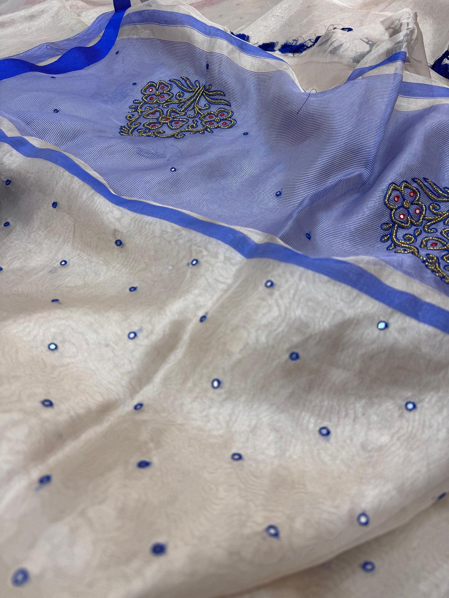 Pure Banarasi Tissue Silk Hand Embroidery Saree
