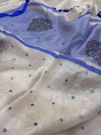 Pure Banarasi Tissue Silk Hand Embroidery Saree