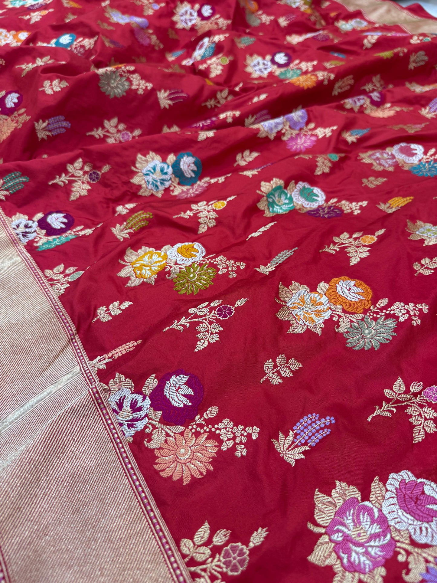 Pure Banarasi Katan Silk Tilfi Jaal Saree