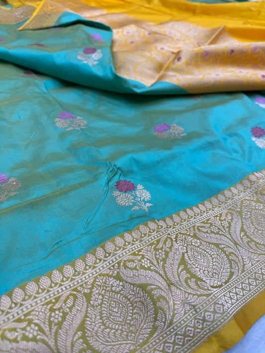Pure Banarasi Katan Silk kadhwa Buta Saree