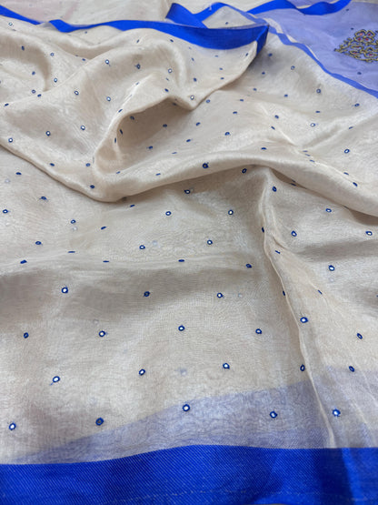Pure Banarasi Tissue Silk Hand Embroidery Saree