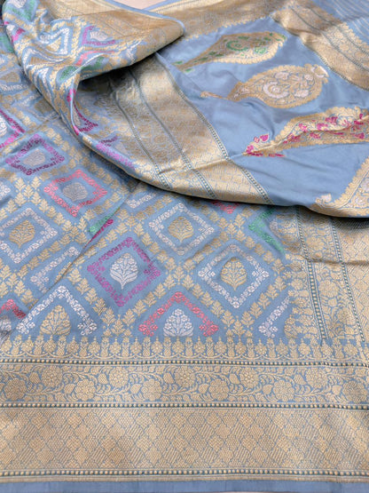 Pure Banarasi Katan Silk Jaal Saree