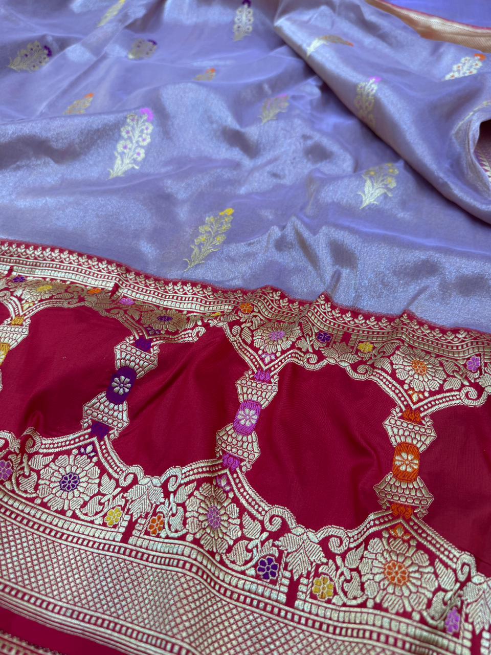 Pure Banarasi Tissue Silk Kadiyal Border Saree