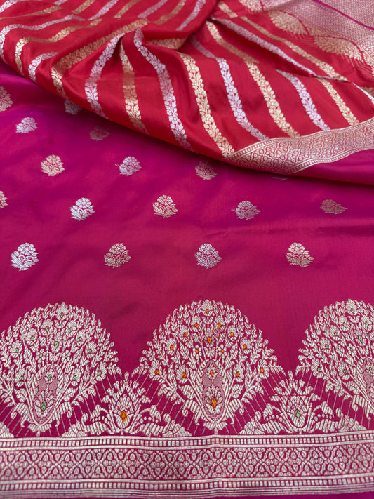 Pure Banarasi Katan Silk Half and Half Saree