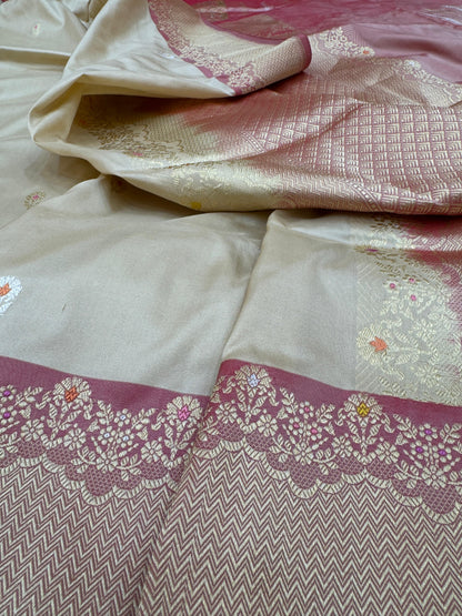Pure Banarasi Katan Silk kadhwa Buta Saree