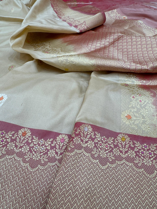 Pure Banarasi Katan Silk kadhwa Buta Saree
