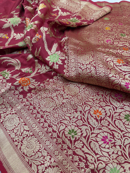 Pure Banarasi Katan Silk Tilfi Jaal Saree