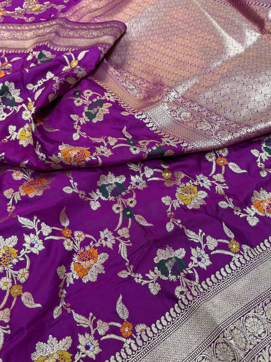 Pure Banarasi Mashru Silk Jaal Saree