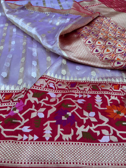 Pure Banarasi Tissue Silk Kadiyal Border Saree