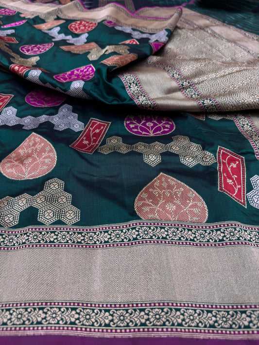 Pure Banarasi Katan Silk kadhwa Buta Saree