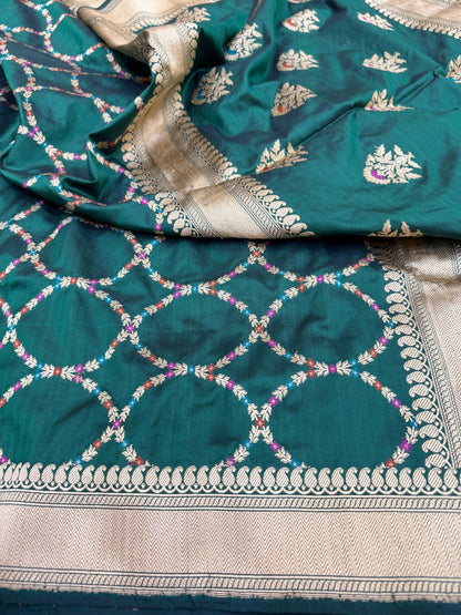 Pure Banarasi Katan Silk Jaal Saree