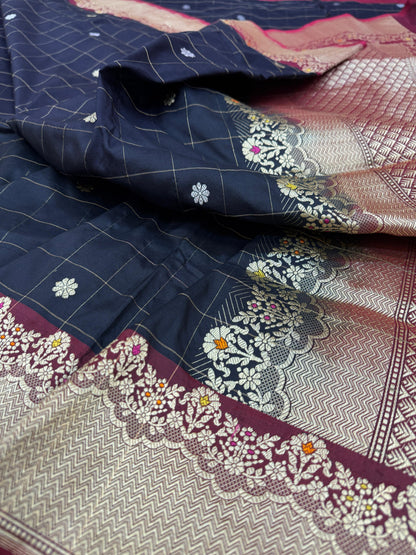 Pure Banarasi Katan Silk kadhwa Buta Saree