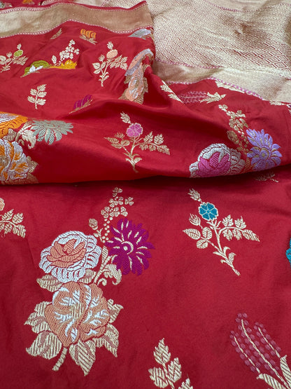 Pure Banarasi Katan Silk Tilfi Jaal Saree
