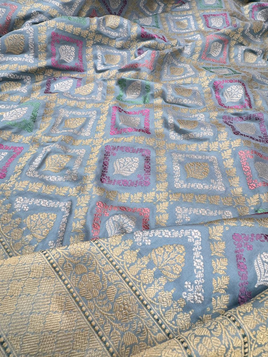 Pure Banarasi Katan Silk Jaal Saree