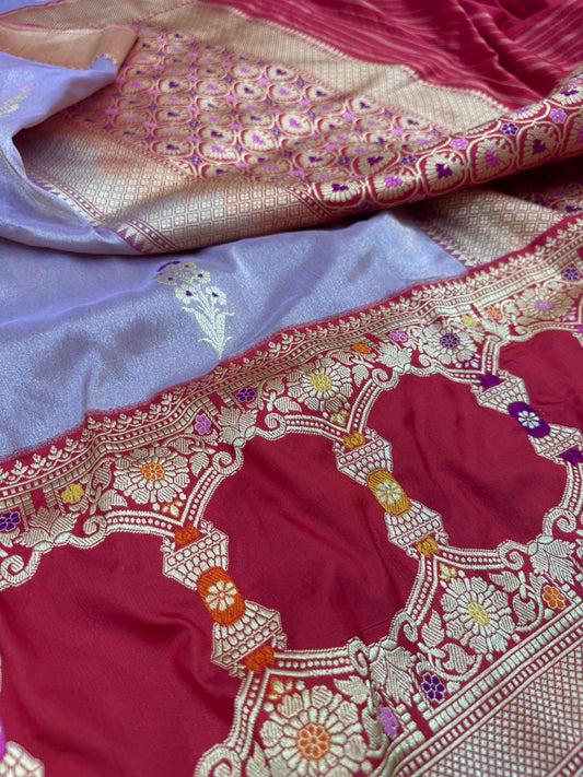 Pure Banarasi Tissue Silk Kadiyal Border Saree
