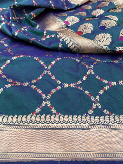 Pure Banarasi Katan Silk Jaal Saree