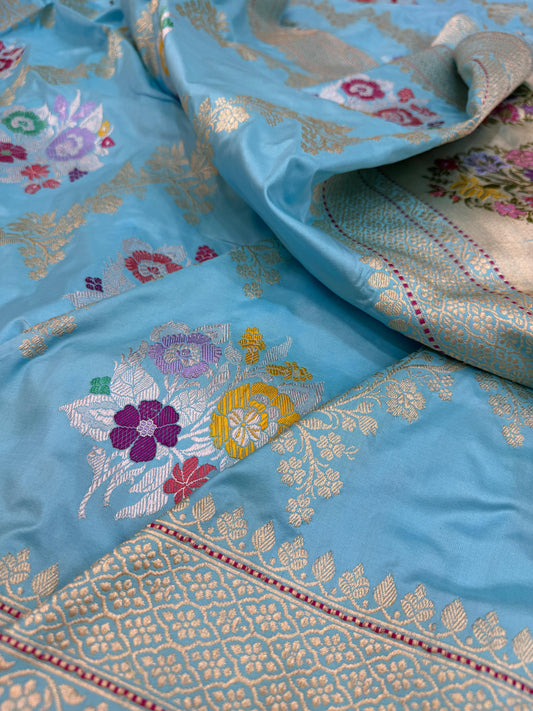 Pure Banarasi Katan Silk Jaal Saree