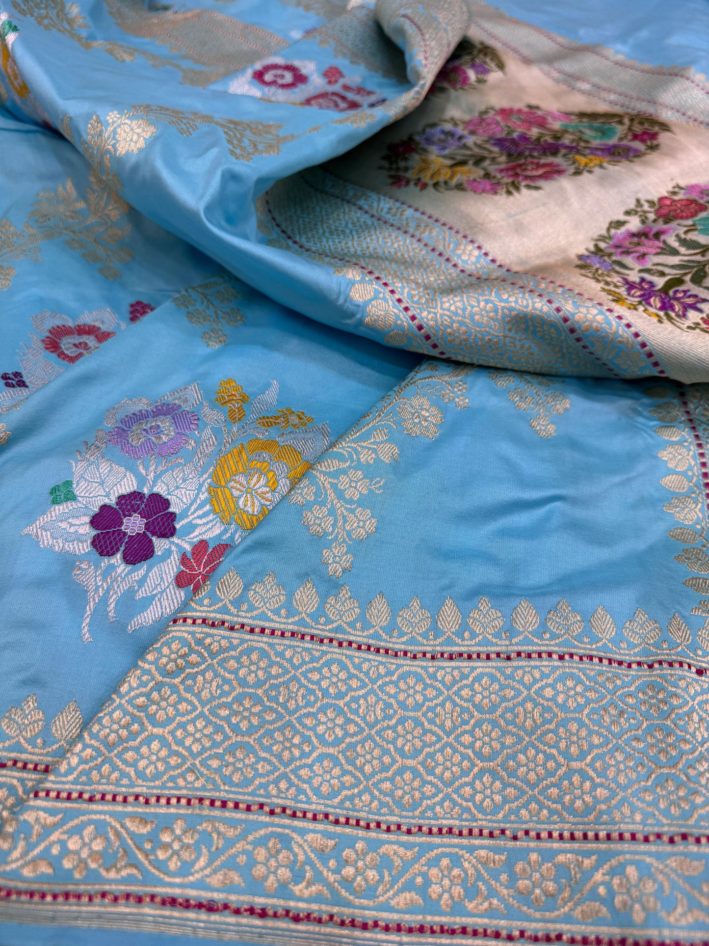 Pure Banarasi Katan Silk Jaal Saree