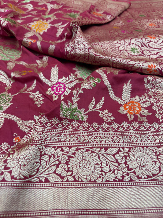 Pure Banarasi Katan Silk Tilfi Jaal Saree