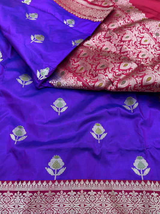 Pure Banarasi Katan Silk kadhwa Buta Saree