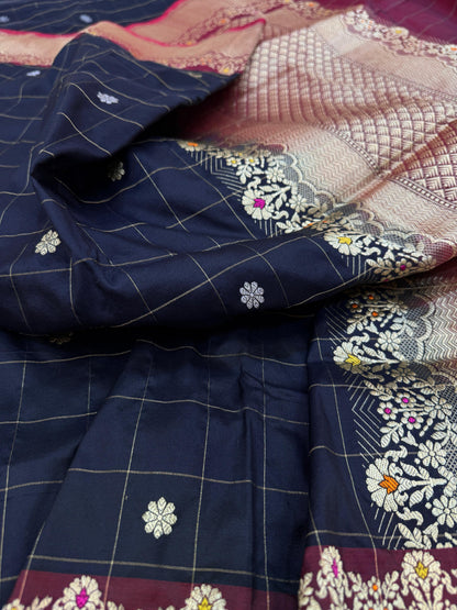 Pure Banarasi Katan Silk kadhwa Buta Saree