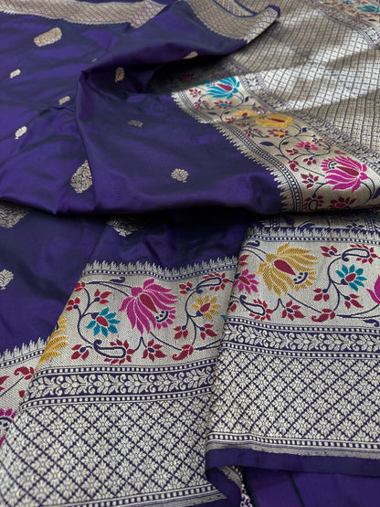 Pure Banarasi Katan Silk Kadiyal Border Saree