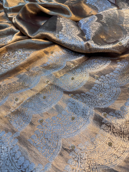 Pure Banarasi Tissue Silk Hand Embroidery Saree